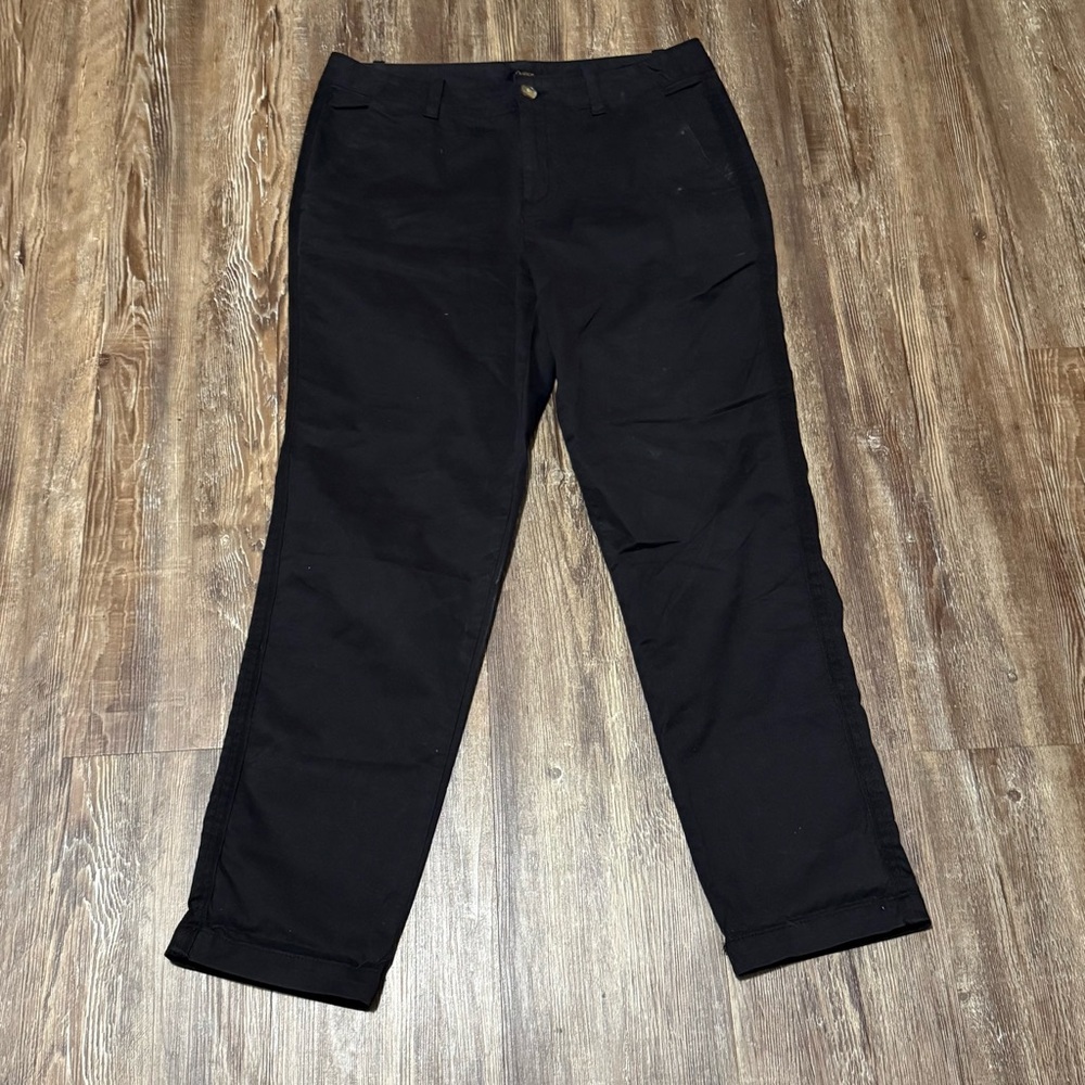 Quince Twill Girlfriend Chino Pants Women's 29 Black Stretch High Rise Casual